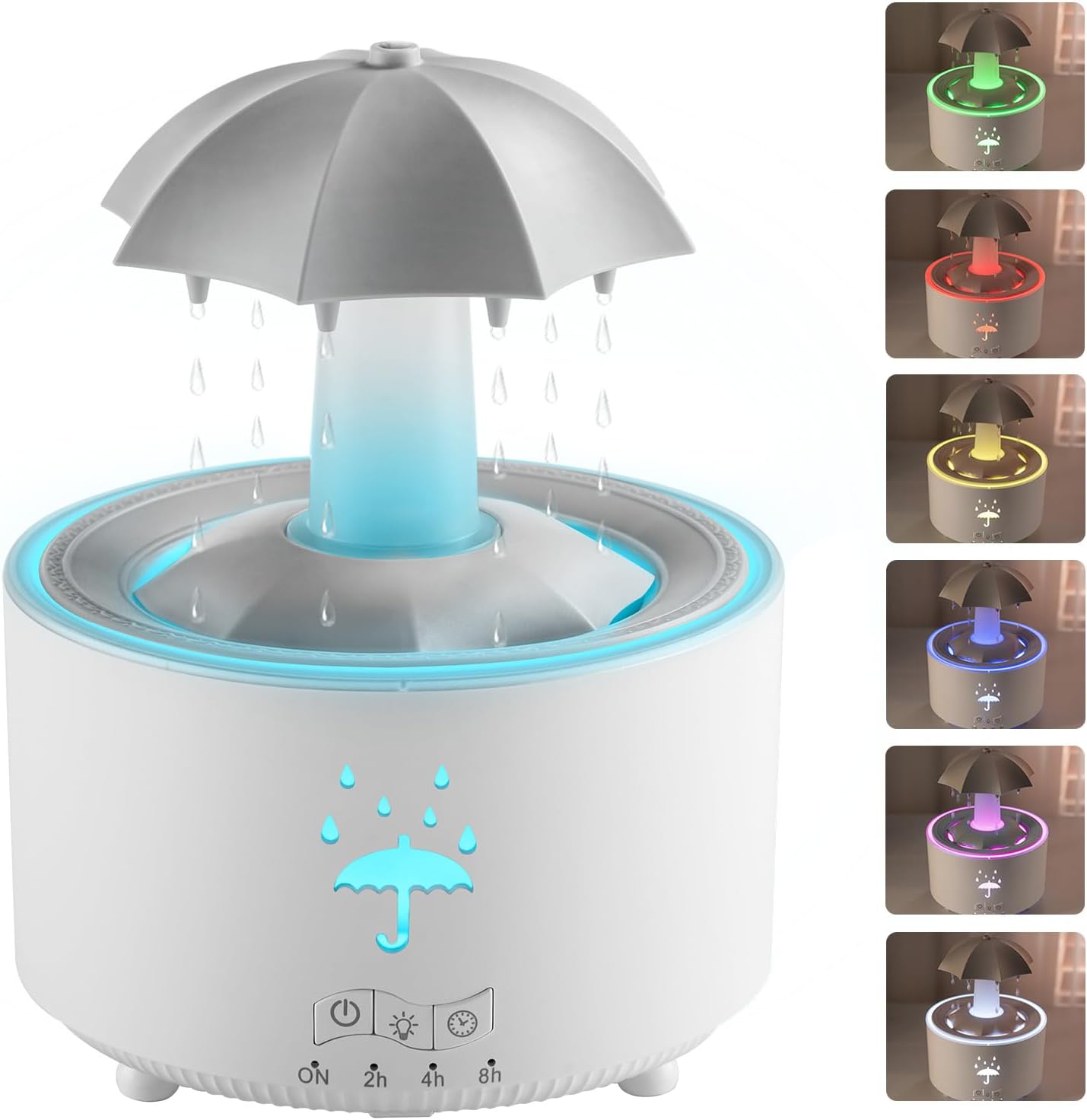 🌨 2-in-1 humidifier oil diffuser with rotating raindrops and 7 LED mood lights | easy to fill and clean | automatic shut-off