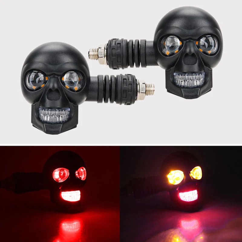 💀 Skull LED Turn Signal Lights  |  2 sets (4 in total)