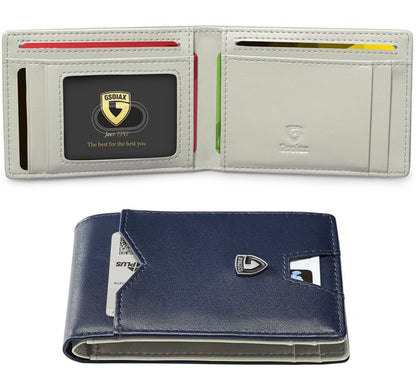 Men's Slim Leather Blocking Wallet - Minimalist Carbon Fiber Bifold