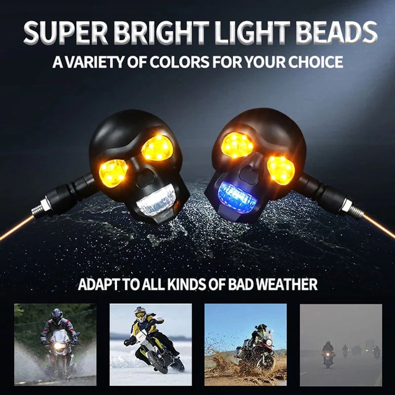 💀 Skull LED Turn Signal Lights  |  2 sets (4 in total)