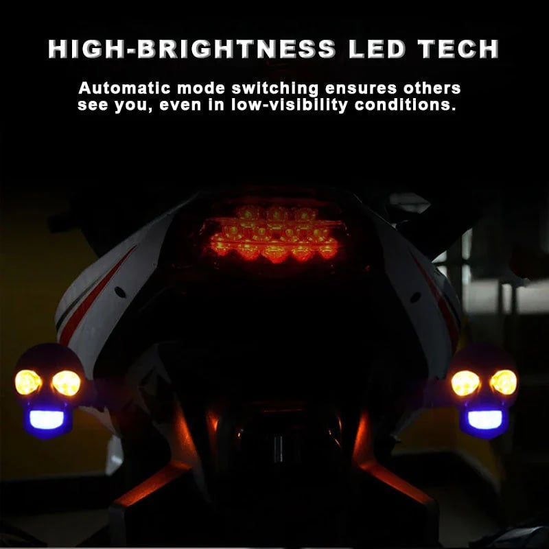 💀 Skull LED Turn Signal Lights  |  2 sets (4 in total)