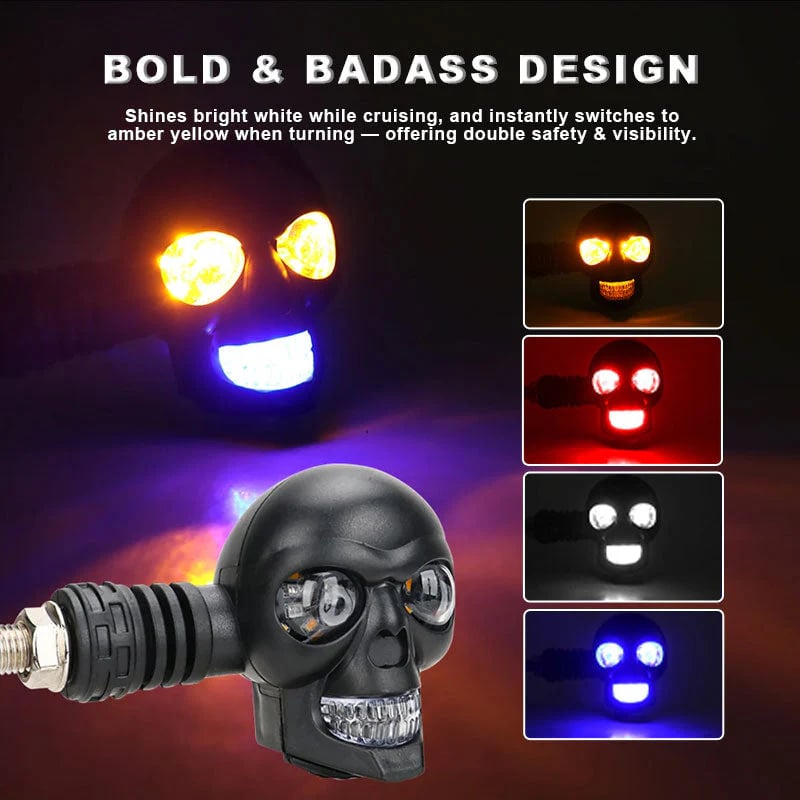 💀 Skull LED Turn Signal Lights  |  2 sets (4 in total)