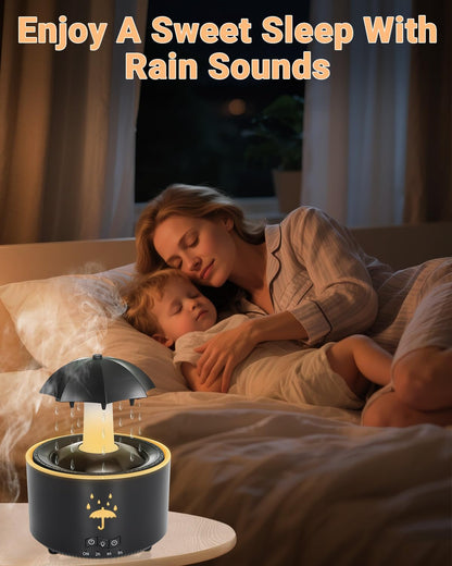 🌨 2-in-1 humidifier oil diffuser with rotating raindrops and 7 LED mood lights | easy to fill and clean | automatic shut-off