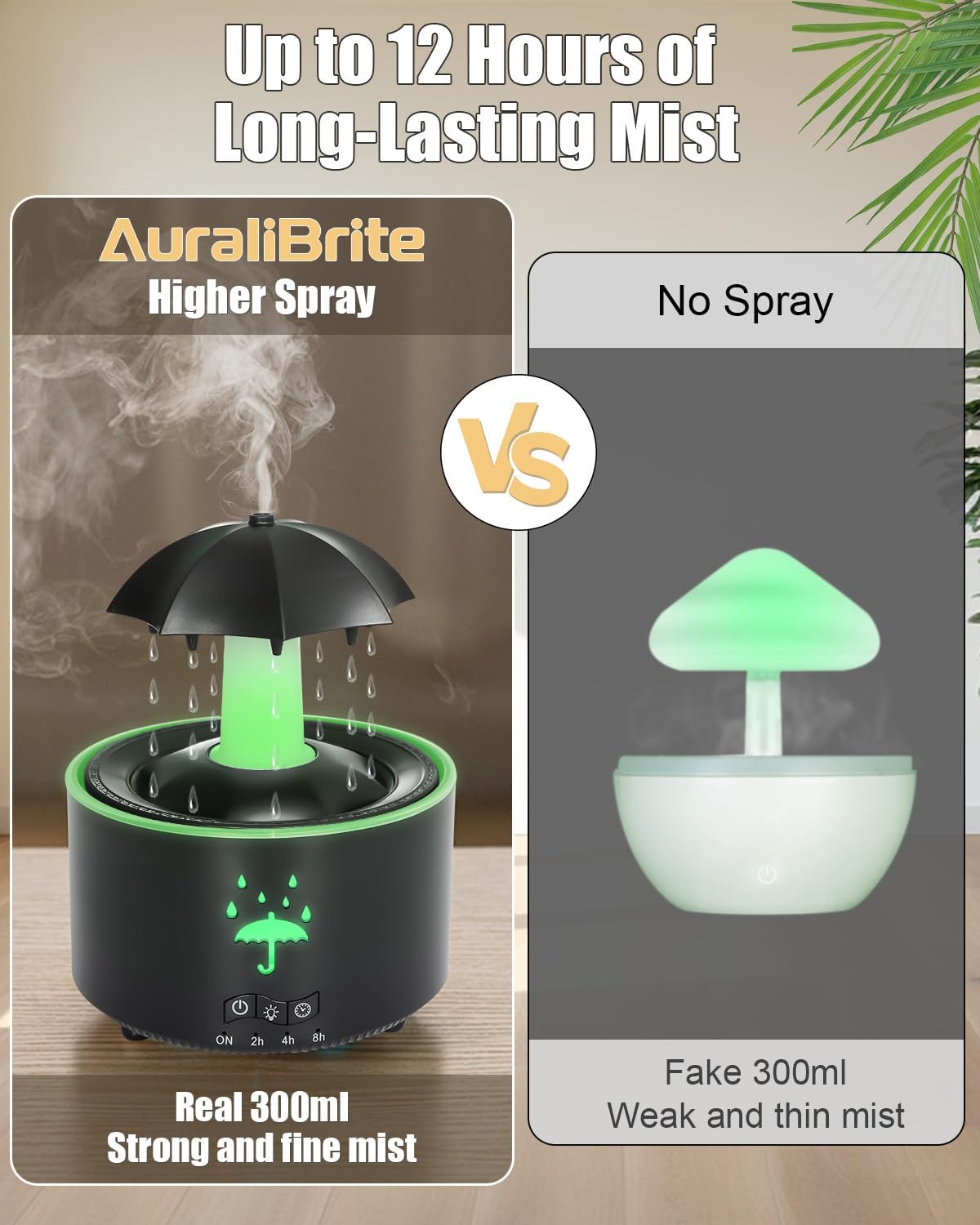 🌨 2-in-1 humidifier oil diffuser with rotating raindrops and 7 LED mood lights | easy to fill and clean | automatic shut-off