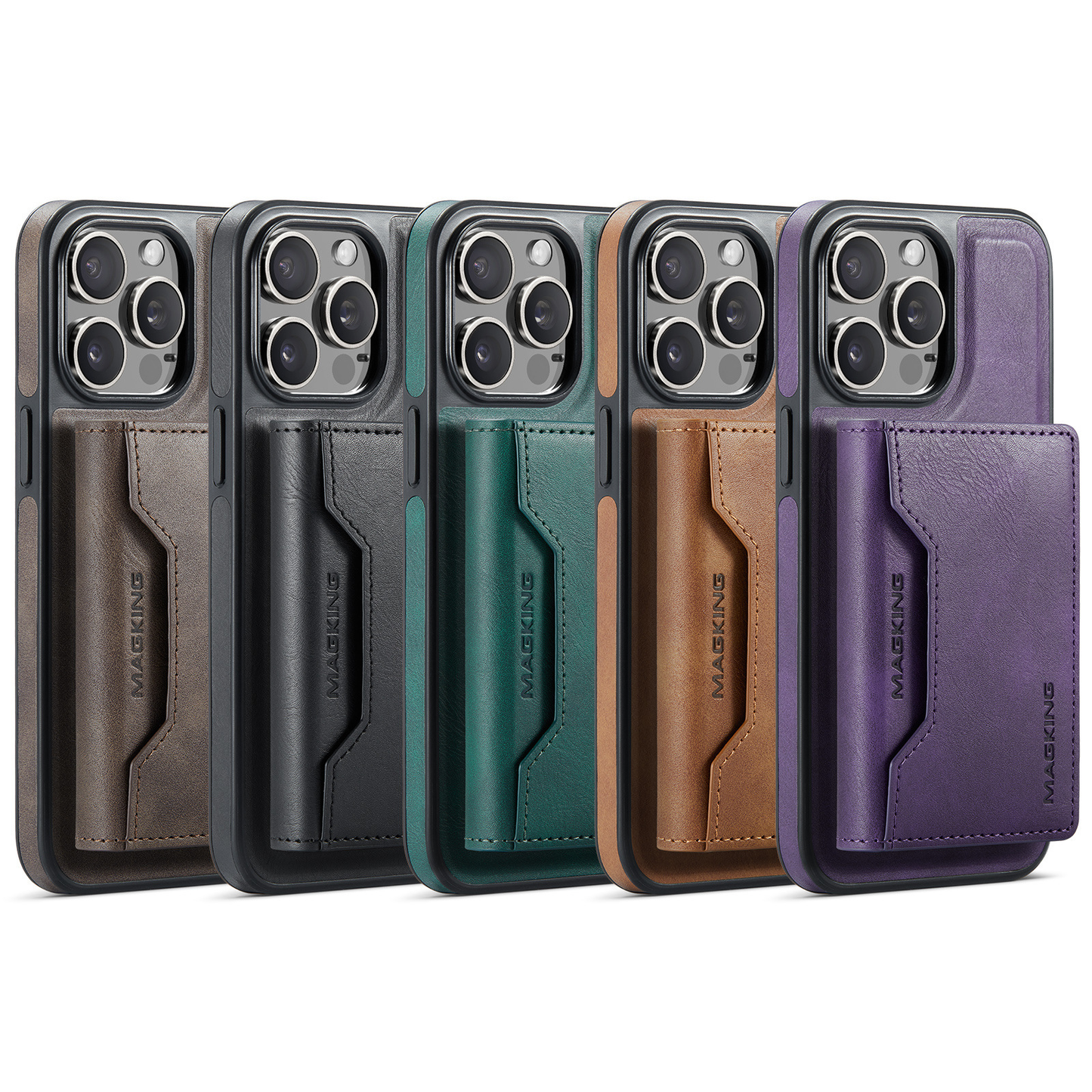 📱 Apple Magnetic Wireless Charging Phone Case | Anti theft Brush Three fold Card Pack | Bracket, Card Pack, Wireless Charging Multi in One