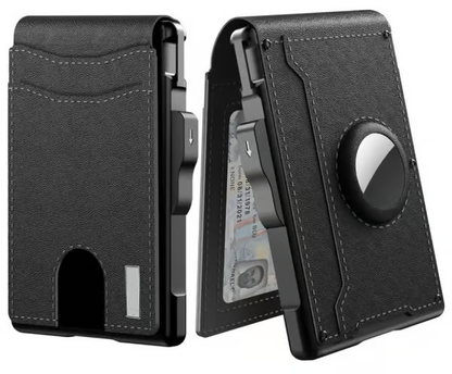 Wallet for Men - with Pop Up Aluminum Case Money Clip Slim Leather Slots Credit Card Holder RFID Blocking Bifold Minimalist Wallet