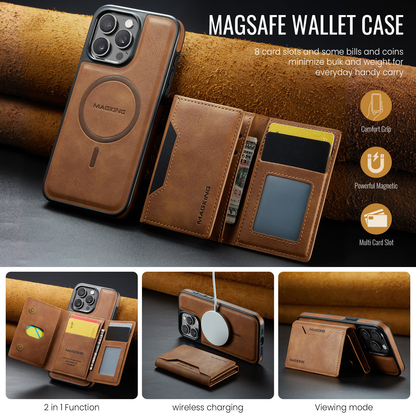 📱 Apple Magnetic Wireless Charging Phone Case | Anti theft Brush Three fold Card Pack | Bracket, Card Pack, Wireless Charging Multi in One